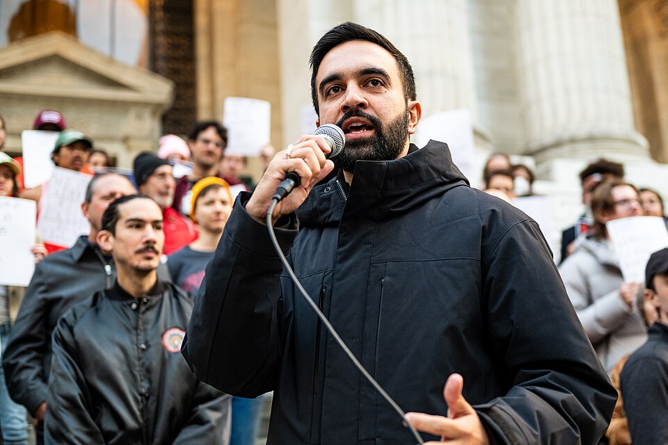 zohran mamdani at the resist fascism rally in bryant park